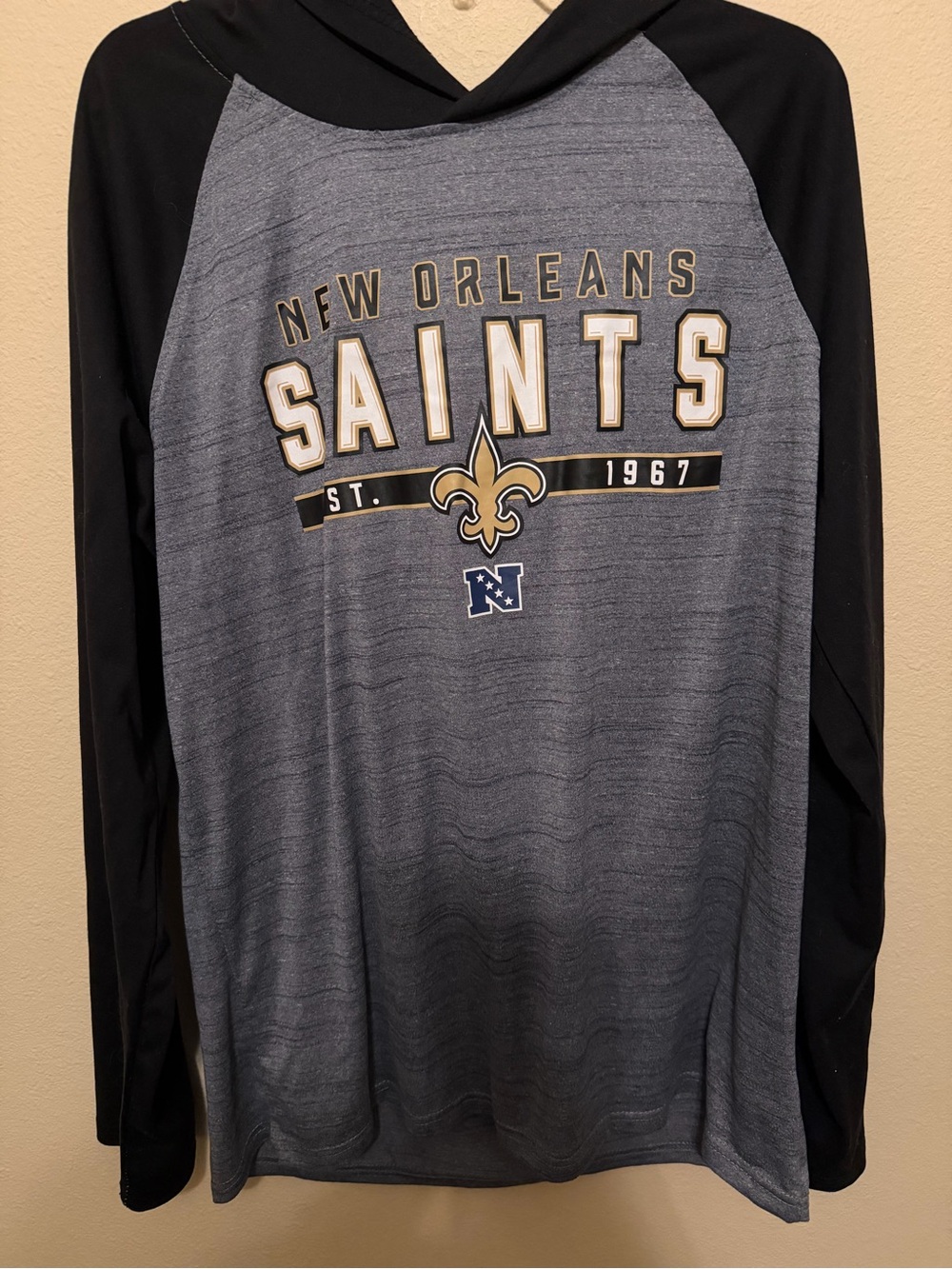New Orleans Saints Lightweight Hoodie Shirt Men's Large Gray Black NWOT NFL